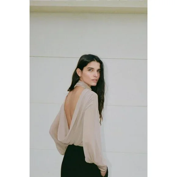 ZARA GEORGETTE BACK BODYSUIT - Picture 4 of 8